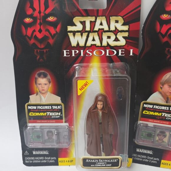 Lot Of 2 Star Wars Episode 1 Tatooine Anakin + Naboo Skywalker Figure W Comlink - Picture 2 of 4